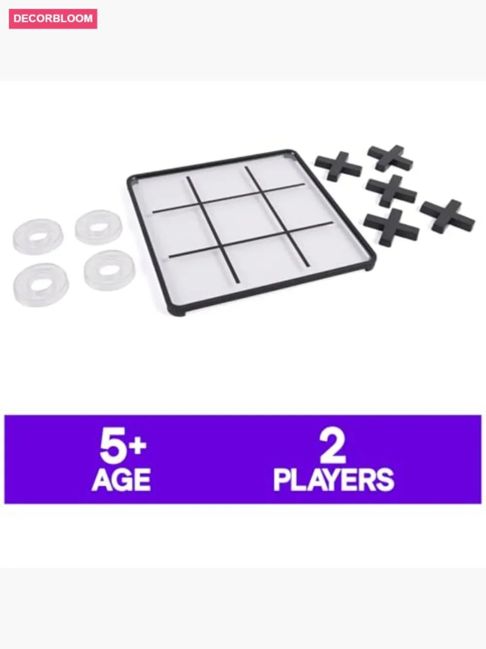 Classic Tic Tac Toe Board Game, Modern Coffee Table Décor, 2 Players - Picture 2 of 7